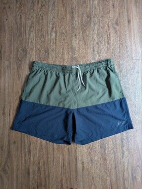Duluth Trading Co Olive & Navy Two-Tone Men’s Swim Board Shorts Sz 3XL